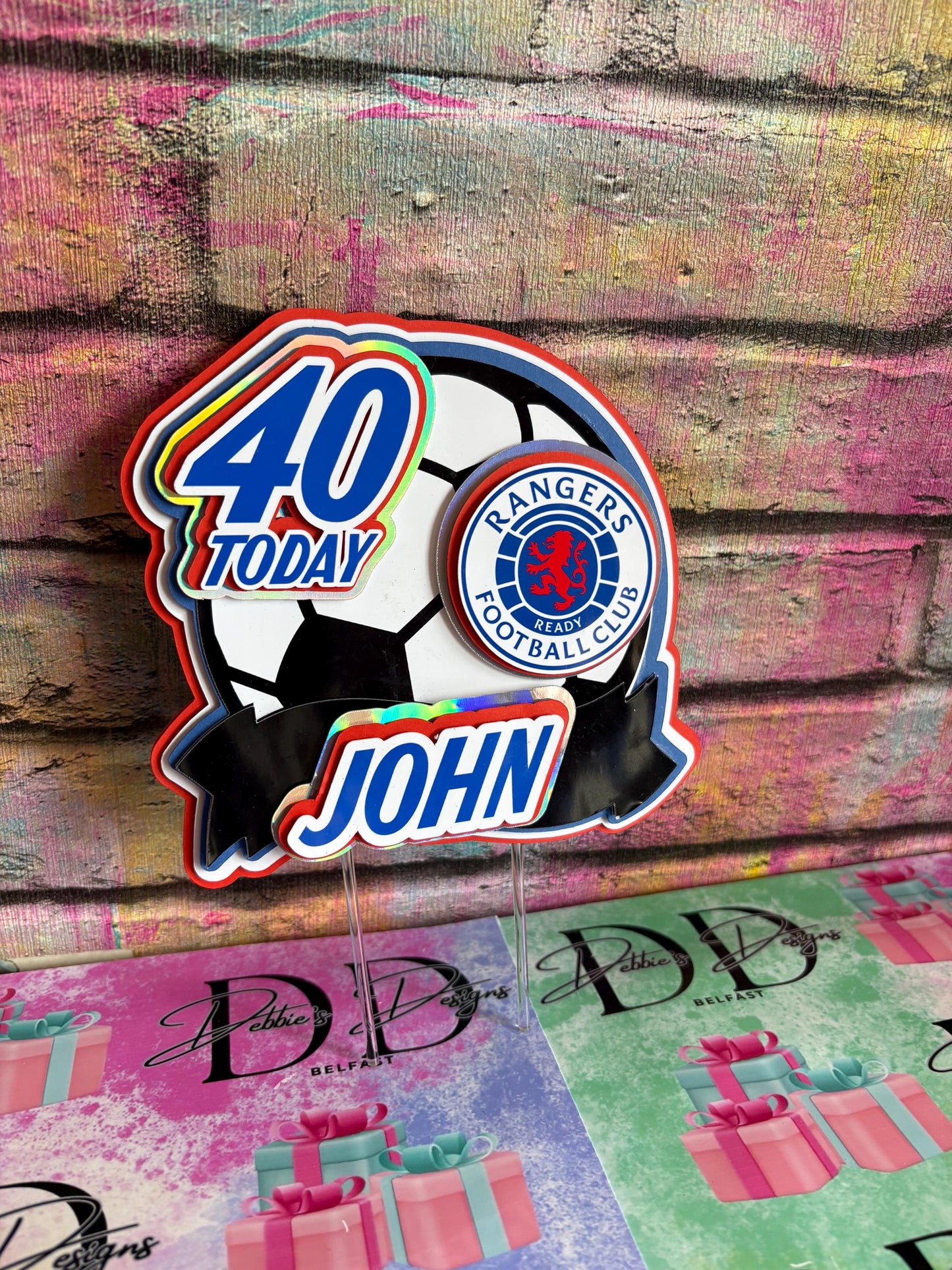 Personalised Football Cake Topper – Football Pitch Birthday Cake Decoration – Any Name & Age