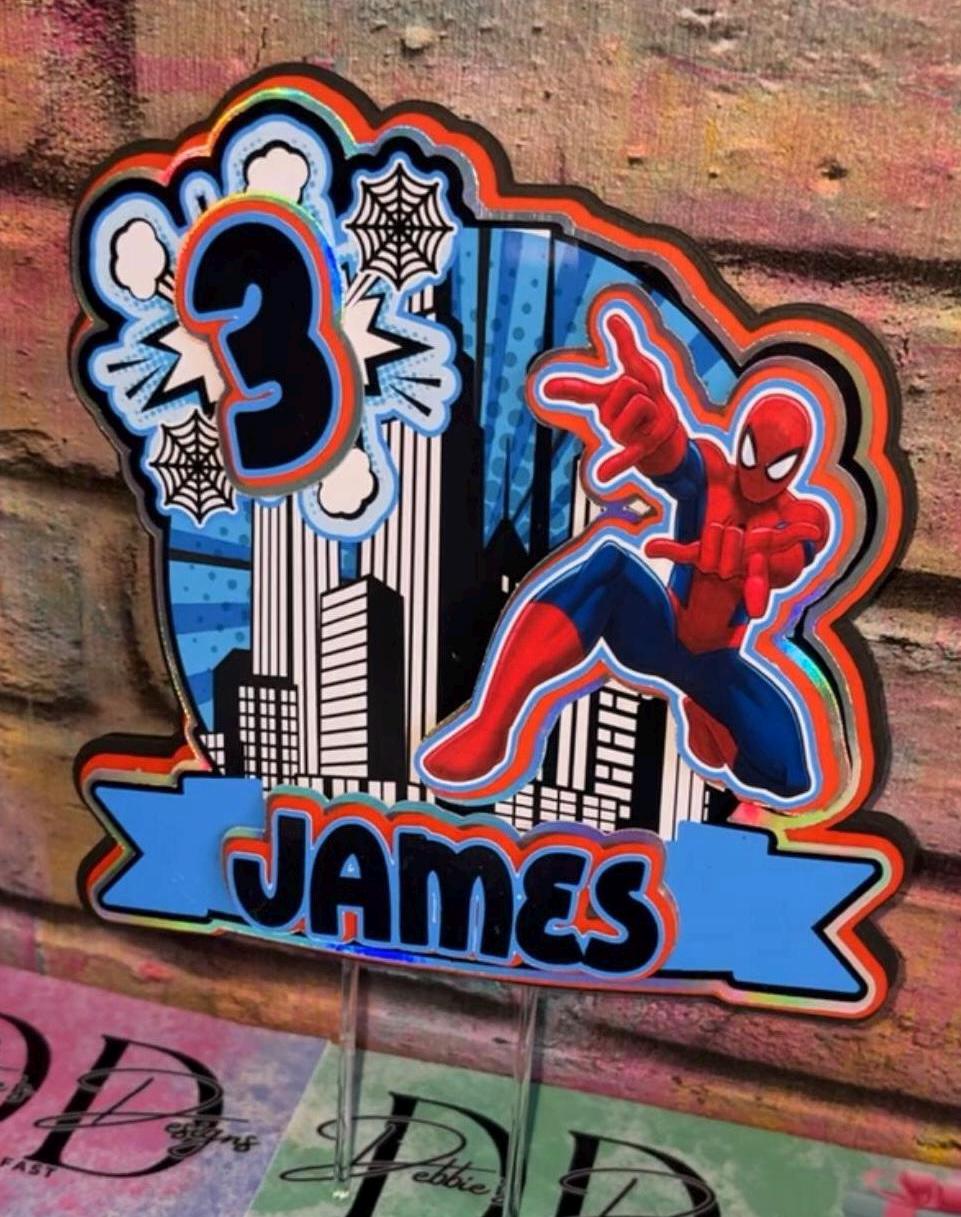 Personalised Superhero Birthday Cake Decoration – Any Name & Age