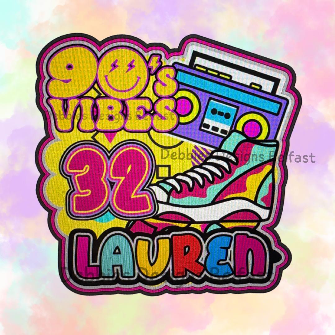Back to the 90s Cake Topper – 90s Vibes Birthday Cake Decoration – Retro 90s Party Topper