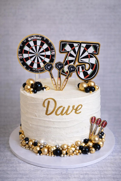 Darts Cake Topper Set – Dartboard & Darts Birthday Cake Decorations – Number Age Topper Pack