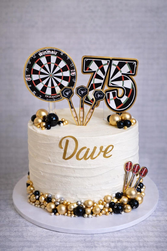 Darts Cake Topper Set – Dartboard & Darts Birthday Cake Decorations – Number Age Topper Pack