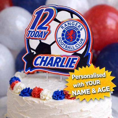 Personalised Football Cake Topper – Red, White & Blue – Any Name & Age