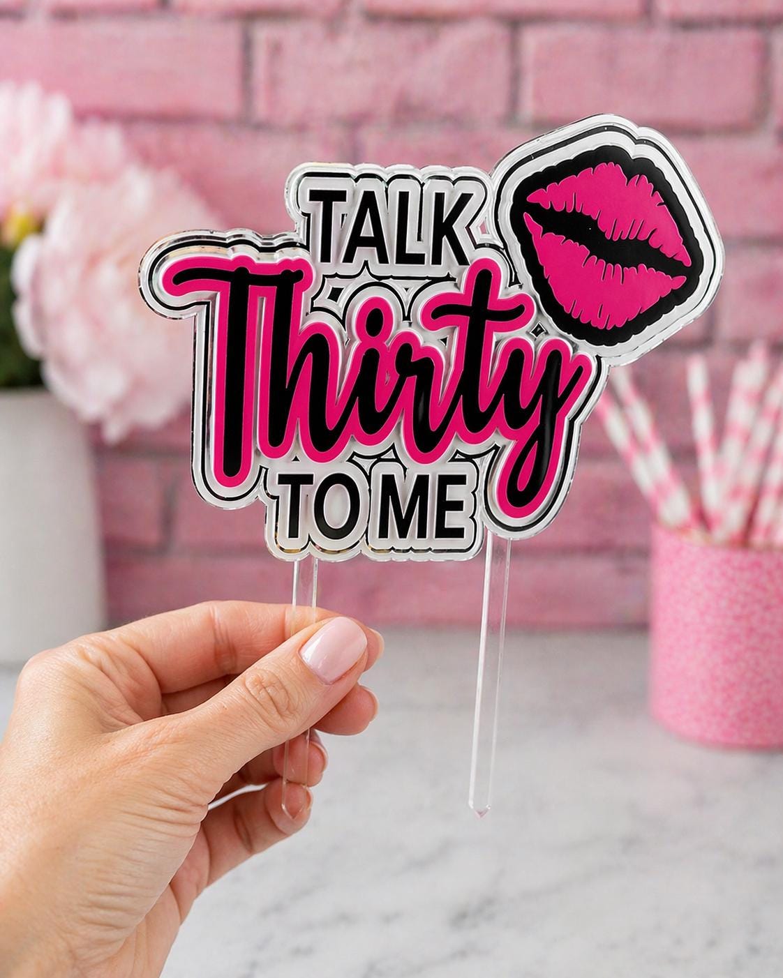 Personalised 30th Birthday Cake Topper | Talk Thirty To Me Custom Name Decoration