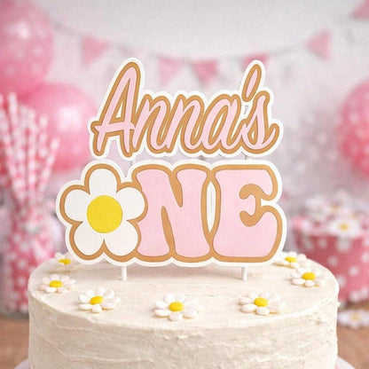 Personalised Daisy "ONE" Cake Topper | Floral First Birthday Decoration