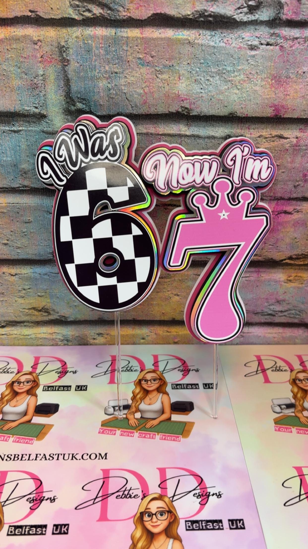 I was 6, Now I’m 7 Cake Topper - Girls 7th Birthday