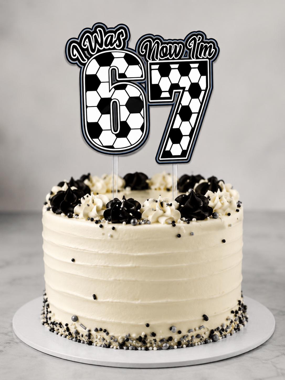 I was 6, Now I’m 7 Cake Topper - Boys Football/Soccer 7th Birthday