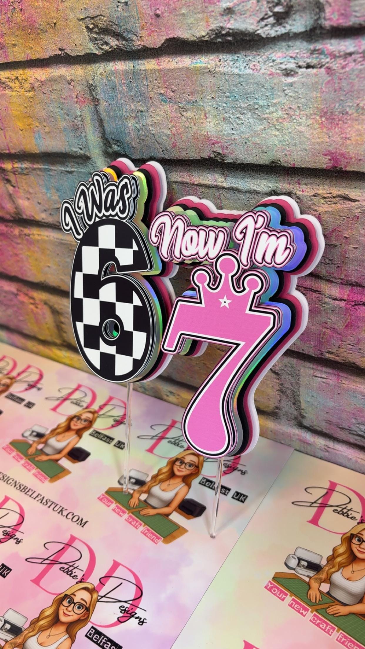 I was 6, Now I’m 7 Cake Topper - Girls 7th Birthday