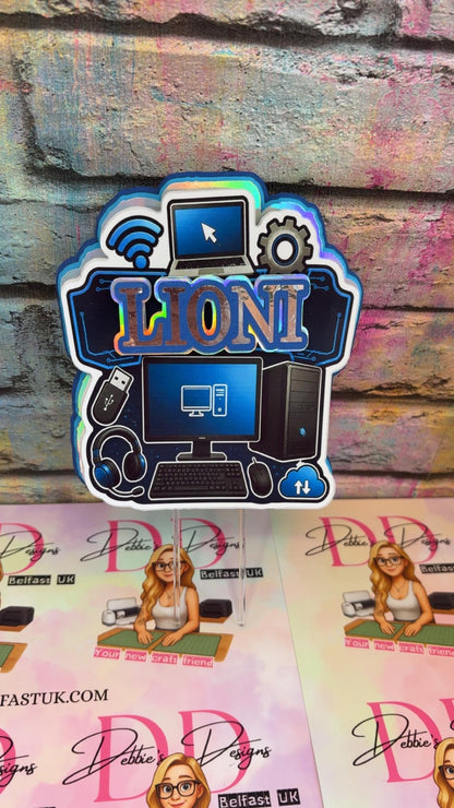 Computer Gamer Cake Topper -  Handmade 3D Layered Design