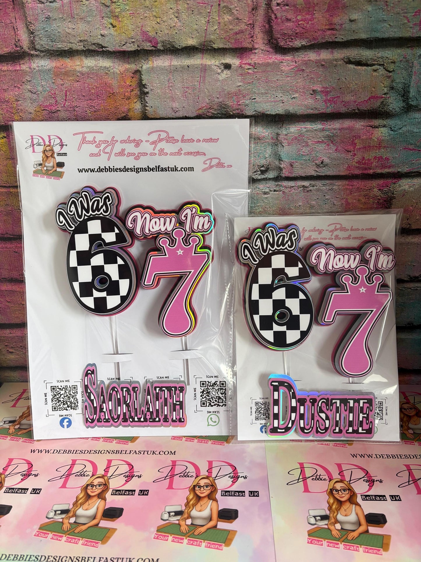 I was 6, Now I’m 7 Cake Topper - Girls 7th Birthday