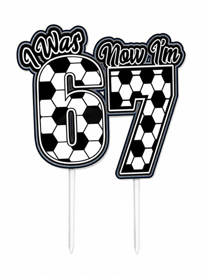 I was 6, Now I’m 7 Cake Topper - Boys Football/Soccer 7th Birthday