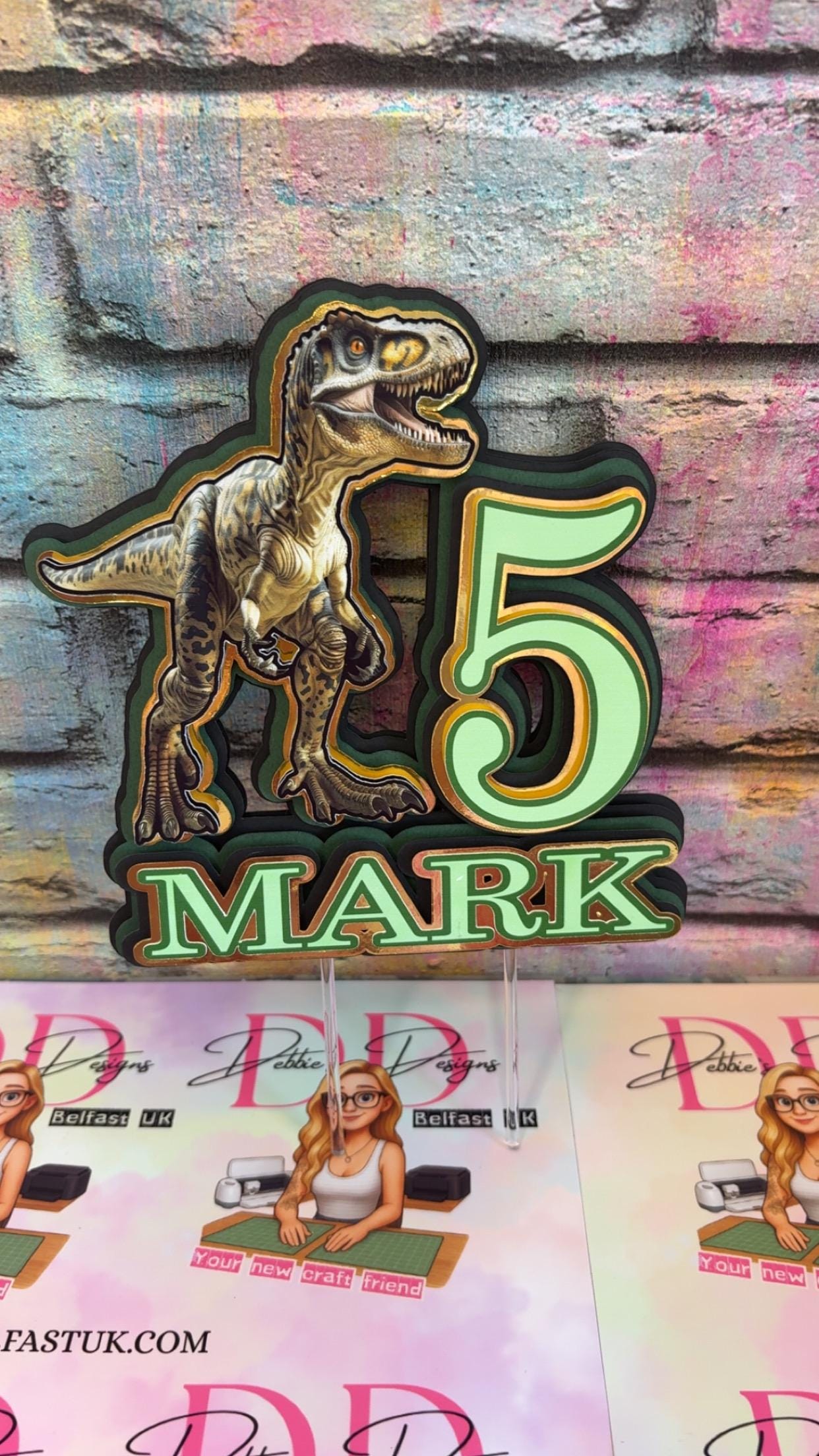Dinosaur Cake Topper Set | Personalised Dino Birthday Cake Decorations | Jurassic Theme Cake Topper | Custom Name & Age | Dinosaur Party
