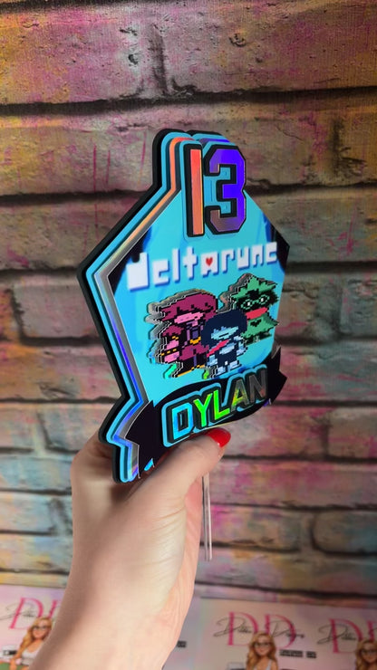 Personalised Gaming Cake Topper | Pixel Character Birthday Topper | Any Name & Age Party Decoration