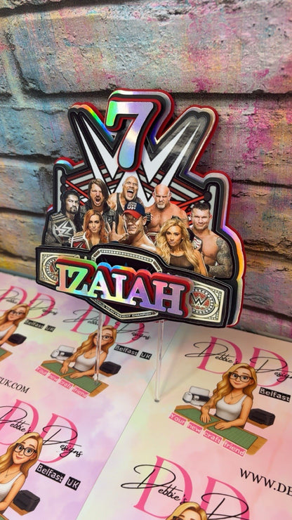 Wrestling Inspired Personalised Cake Topper