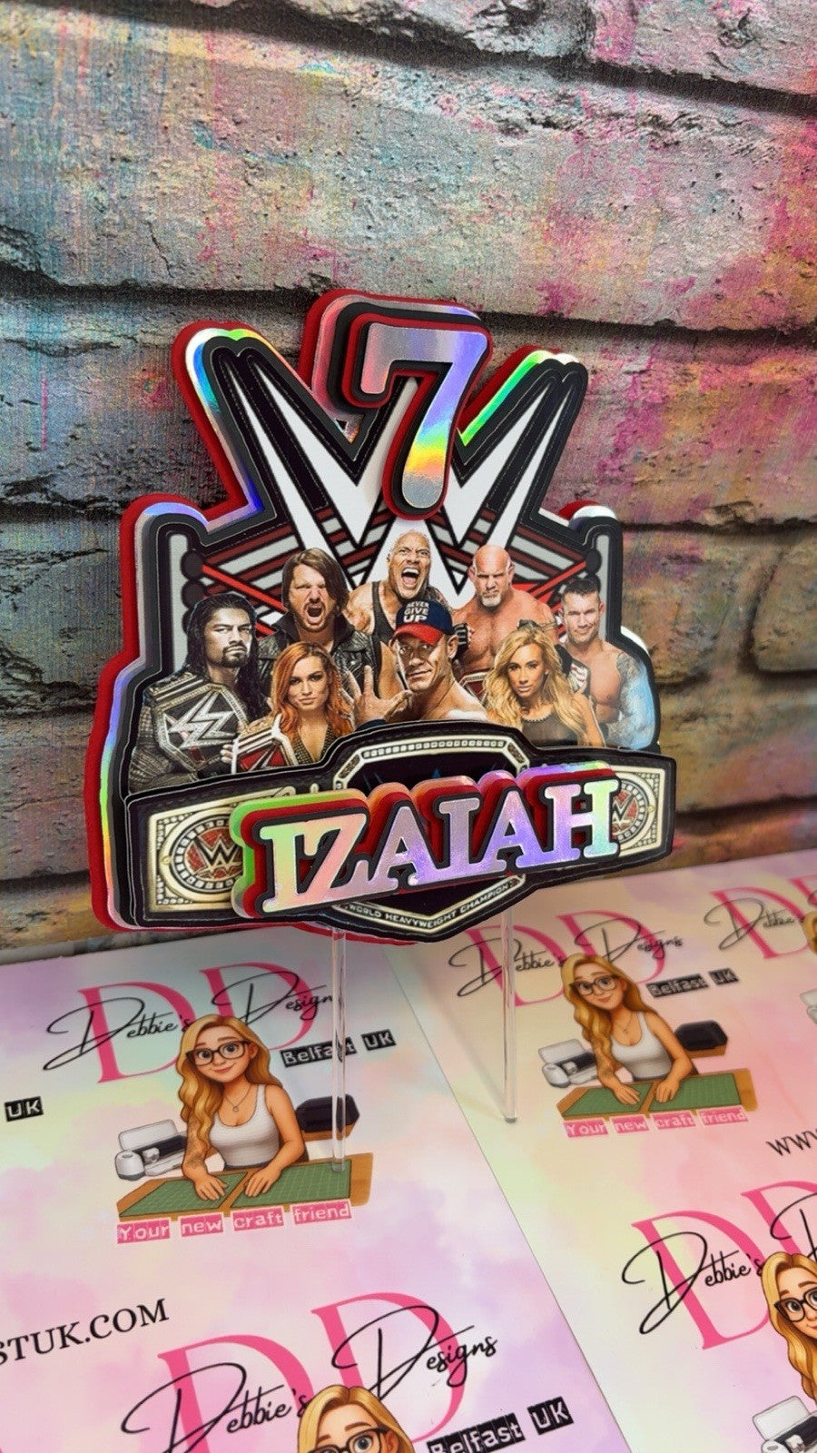 Wrestling Inspired Personalised Cake Topper