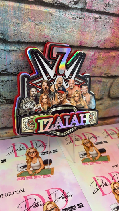 Wrestling Inspired Personalised Cake Topper