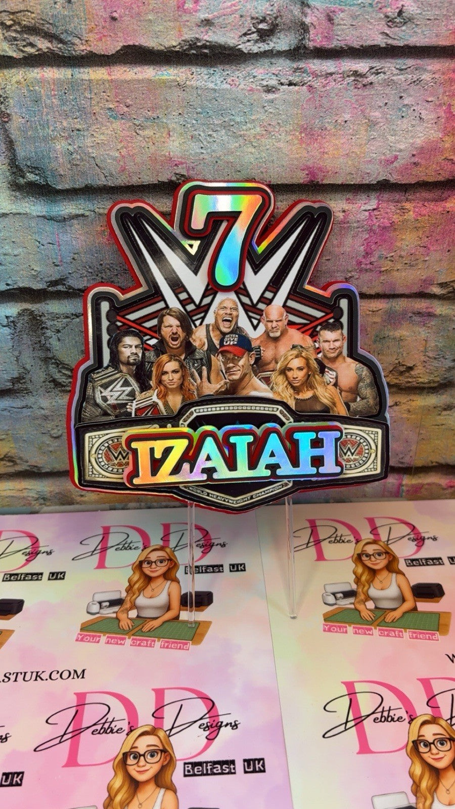 Wrestling Inspired Personalised Cake Topper